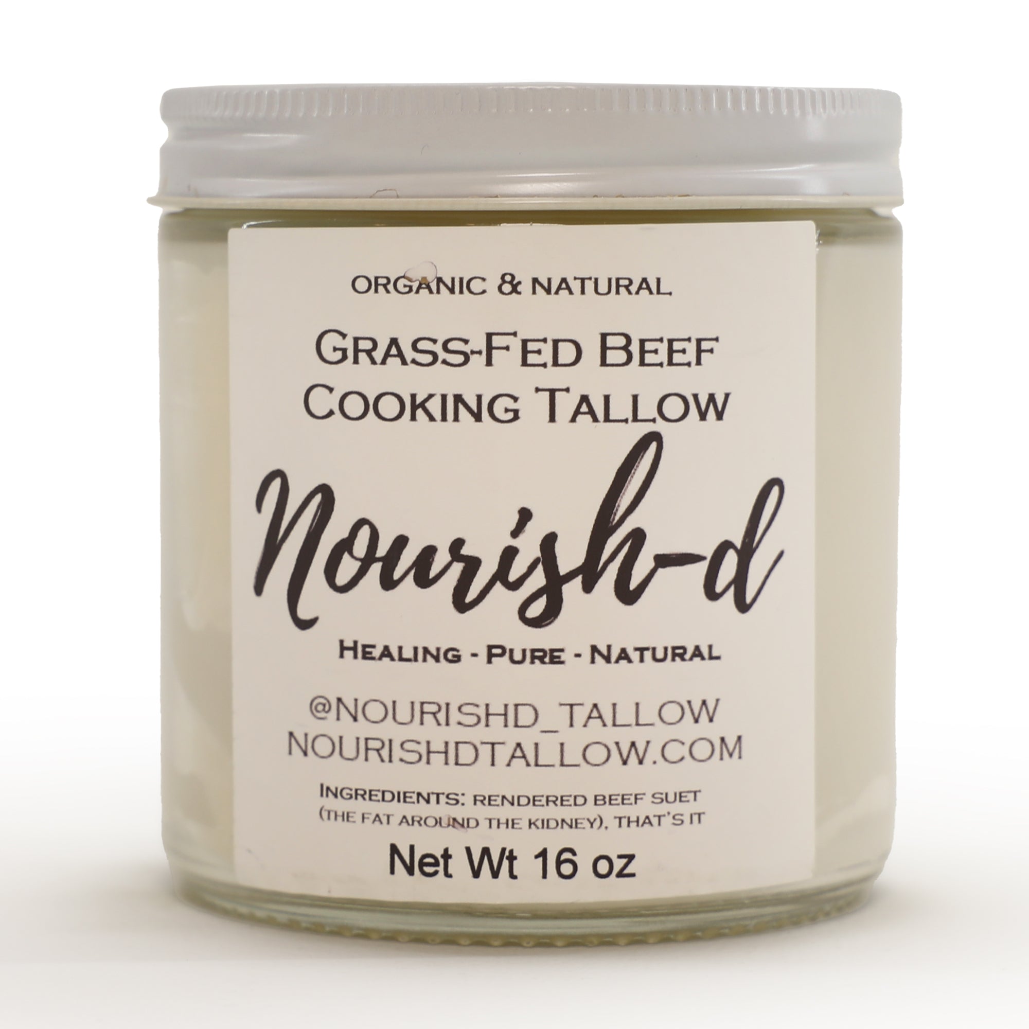 Nourish-d Tallow "COOKING TALLOW" – 100% Grass-Fed Beef Tallow for High-Heat Cooking