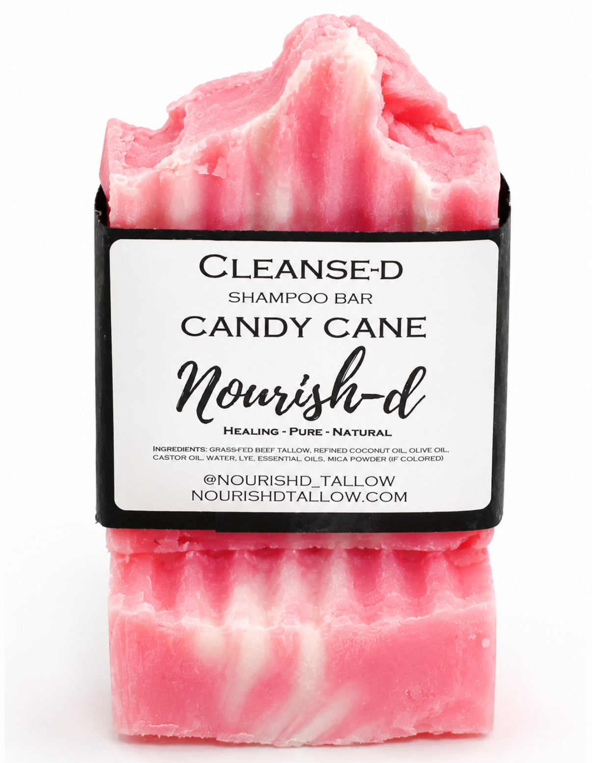 Nourish-d Tallow "CLEANSE-D" – Nourishing Tallow Shampoo Bar for Healthy Hair - Candy Cane