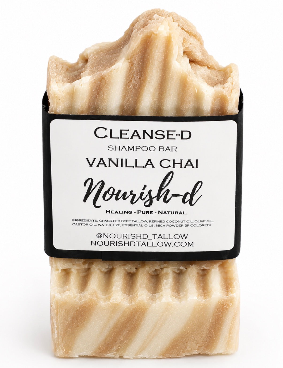 Nourish-d Tallow "CLEANSE-D" – Nourishing Tallow Shampoo Bar for Healthy Hair - Vanilla Chai