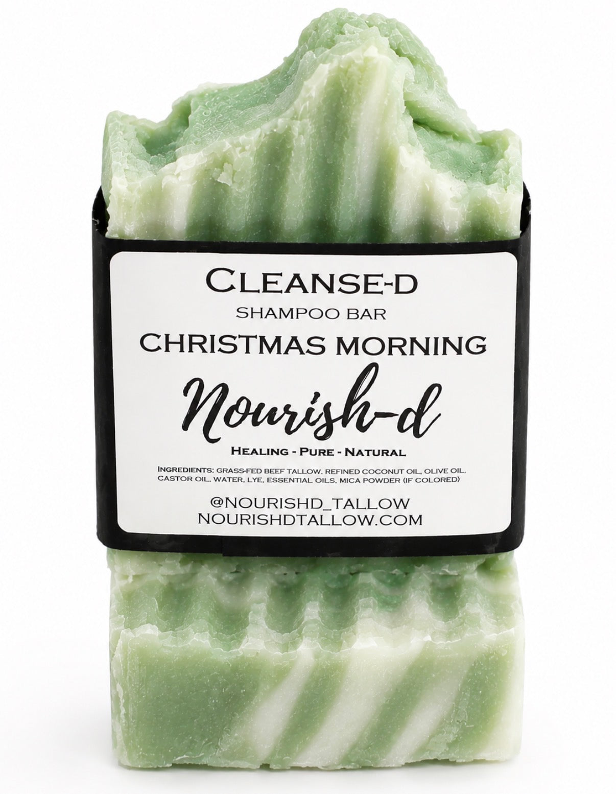 Nourish-d Tallow "CLEANSE-D" – Nourishing Tallow Shampoo Bar for Healthy Hair - Christmas Morning