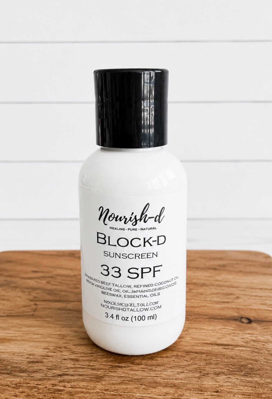 Nourish-d Tallow "BLOCK-D" – SPF 33 Mineral Sunscreen for Daily UV Protection