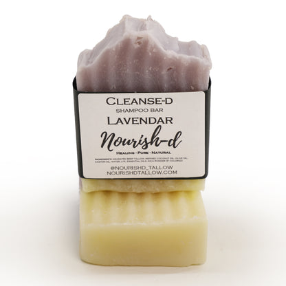 Nourish-d "CLEANSE-D" – Nourishing Tallow Shampoo Bar for Healthy Hair - Lavender